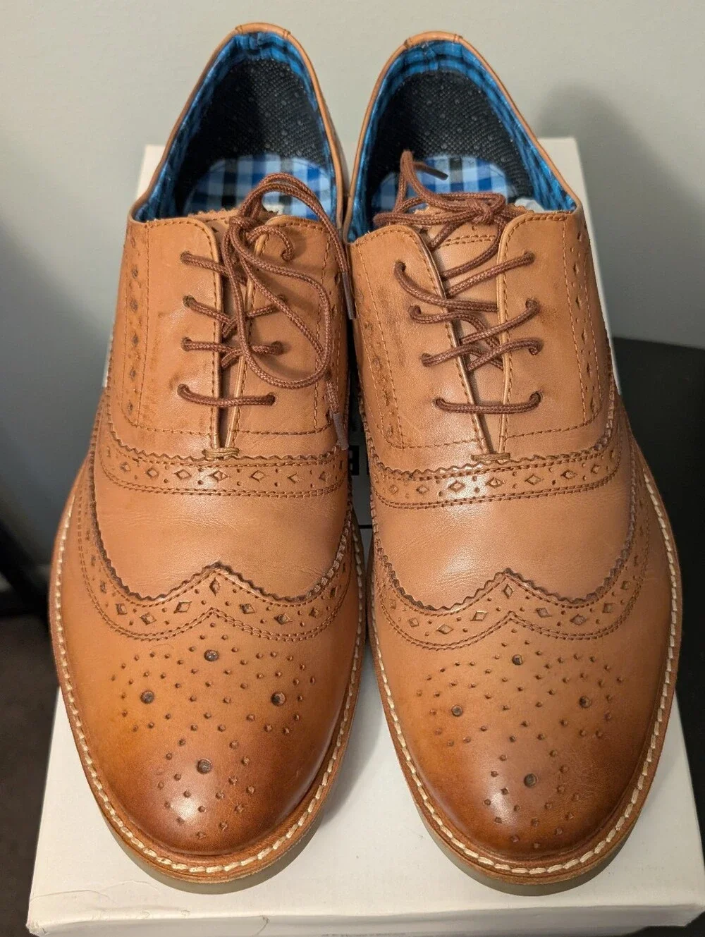 Men's Ben Sherman Tan Leather Wingtip Dress Shoes